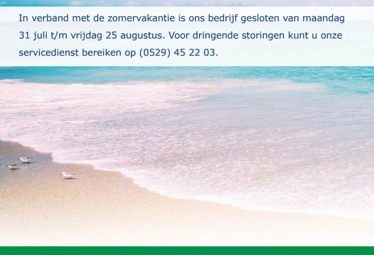 Zomersluiting / bouwvak 2023
